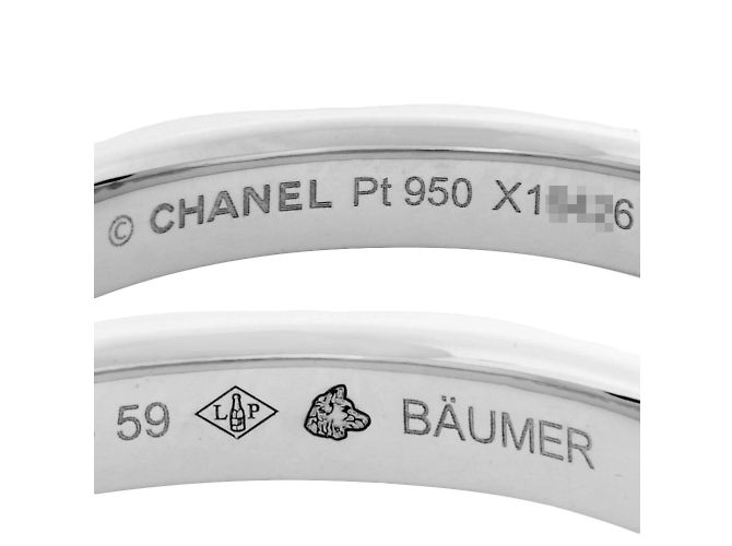 Bague Band Matelassé CHANEL en Platine 950 - vue 3
