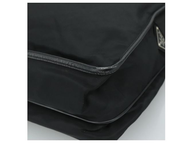 Borsa a spalla PRADA in nylon nero Auth am7560 - vista 12