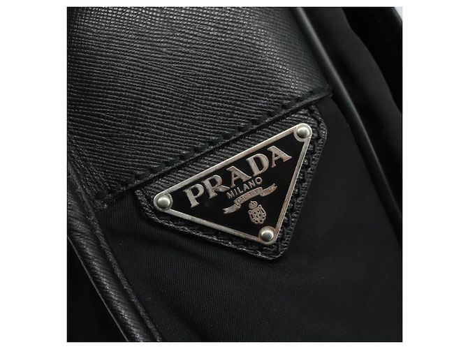 Borsa a spalla PRADA in nylon nero Auth am7560 - vista 14