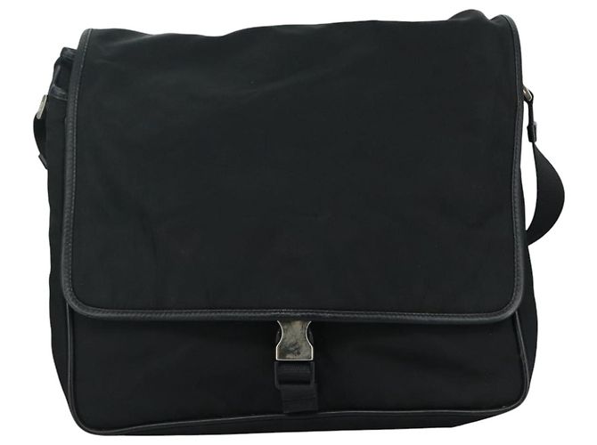 Borsa a spalla PRADA in nylon nero Auth am7560 - vista 2