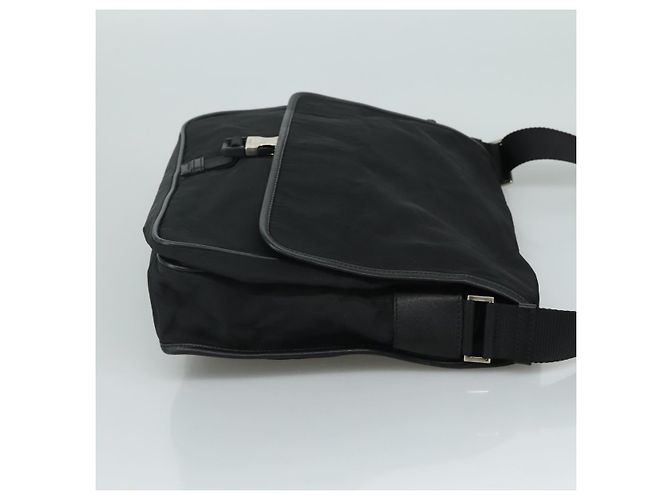 Borsa a spalla PRADA in nylon nero Auth am7560 - vista 4