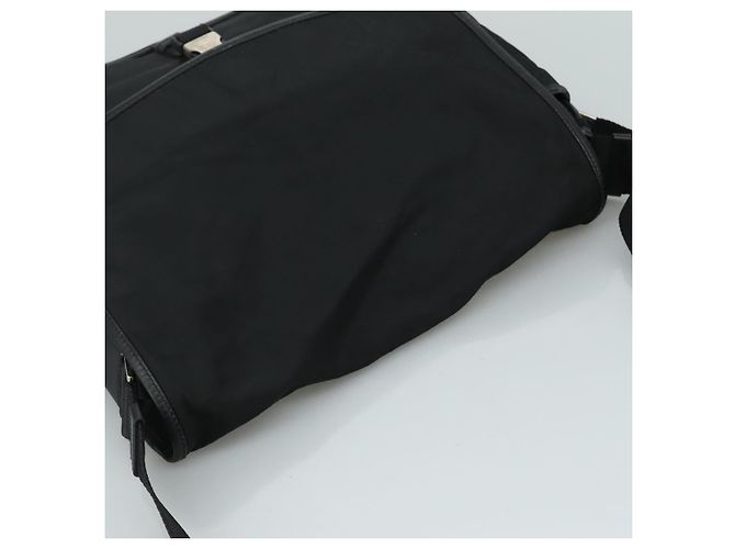 Borsa a spalla PRADA in nylon nero Auth am7560 - vista 6