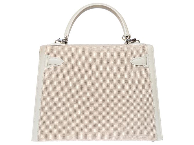 Hermès HERMES Kelly 28 Bag in White Canvas - 102428 - view 3
