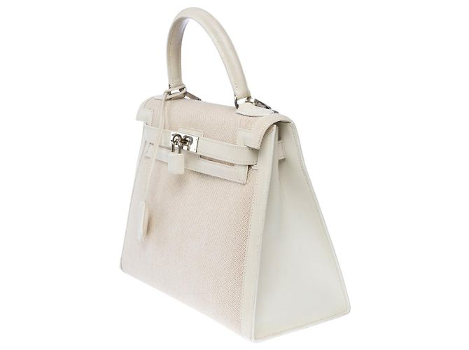 Hermès HERMES Kelly 28 Bag in White Canvas - 102428 - view 4