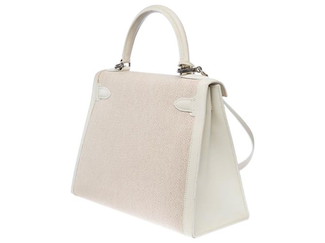 Hermès HERMES Kelly 28 Bag in White Canvas - 102428 - view 5