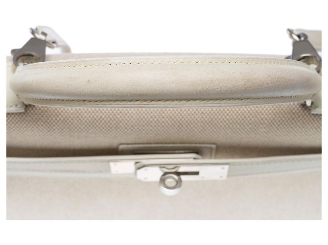 Hermès HERMES Kelly 28 Bag in White Canvas - 102428 - view 9