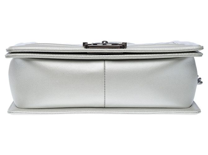 Borsa CHANEL Boy in Pelle Argento - 102456 - vista 10