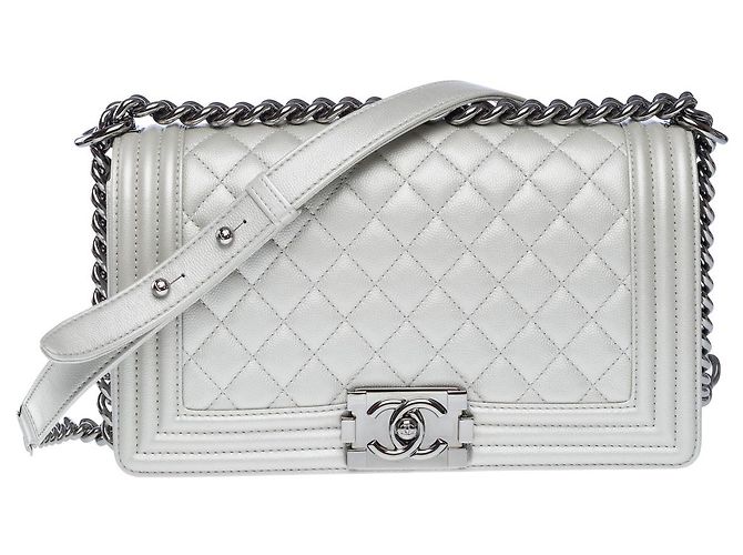 Borsa CHANEL Boy in Pelle Argento - 102456 - vista 2