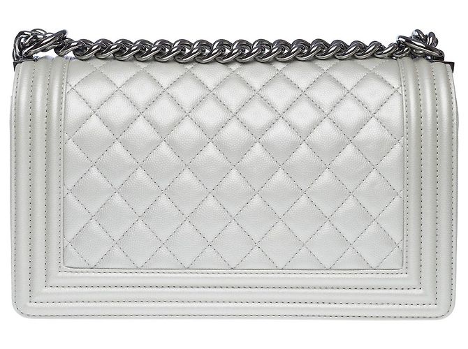 Borsa CHANEL Boy in Pelle Argento - 102456 - vista 3