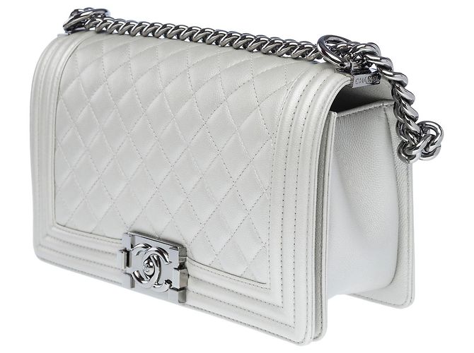 Borsa CHANEL Boy in Pelle Argento - 102456 - vista 4
