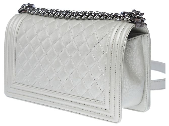 Borsa CHANEL Boy in Pelle Argento - 102456 - vista 5