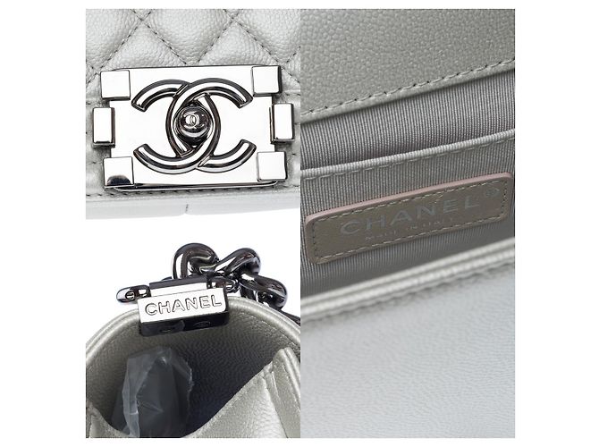 Borsa CHANEL Boy in Pelle Argento - 102456 - vista 6