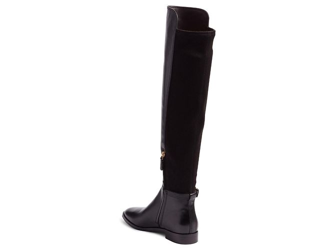 Tory Burch Wyatt Lederstiefel über dem Knie Schwarz - Ansicht 2
