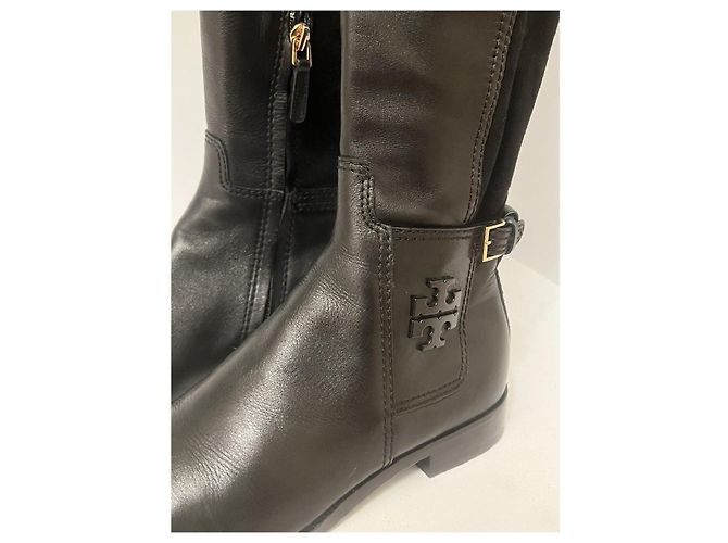 Tory Burch Wyatt Lederstiefel über dem Knie Schwarz - Ansicht 5