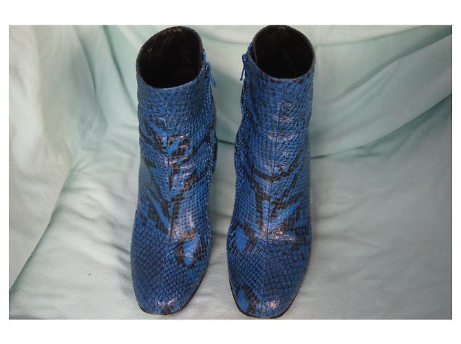 Saint Laurent Python Ankle Boots Blue - view 2