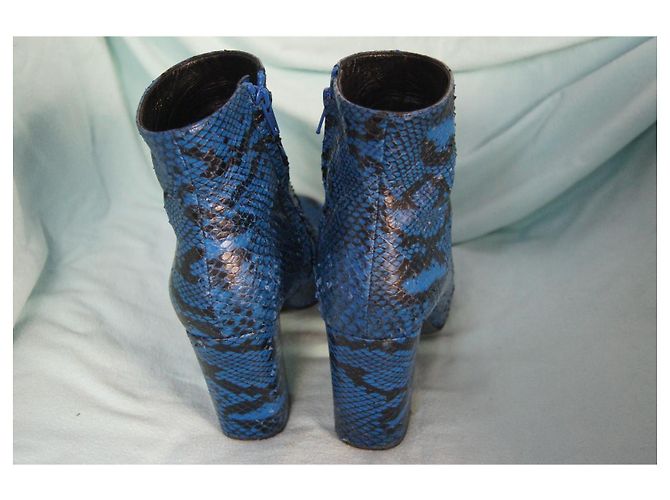 Saint Laurent Python Ankle Boots Blue - view 5