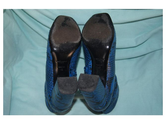 Saint Laurent Python Ankle Boots Blue - view 7