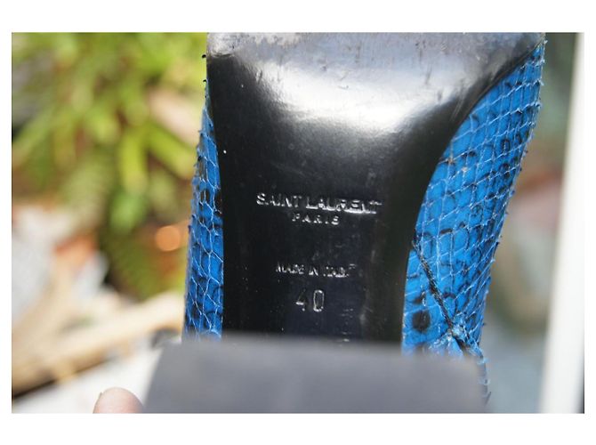 Saint Laurent Python Ankle Boots Blue - view 8