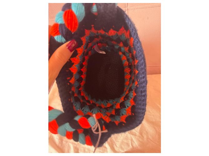 Borsa a mano Marni in lana arancione e blu scuro - vista 3