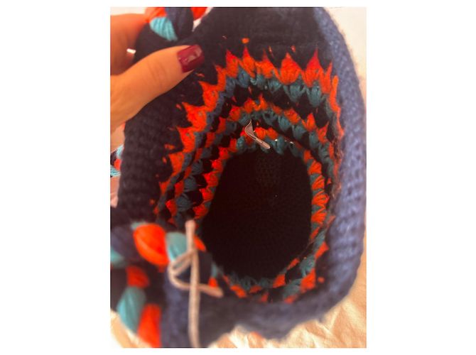 Borsa a mano Marni in lana arancione e blu scuro - vista 6