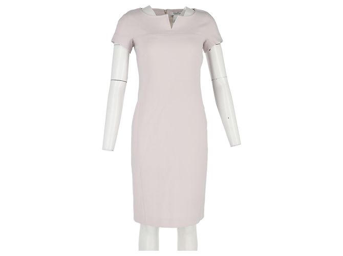 Abito aderente a maniche corte e lunghezza al ginocchio Max Mara in lana rosa chiaro - vista 4
