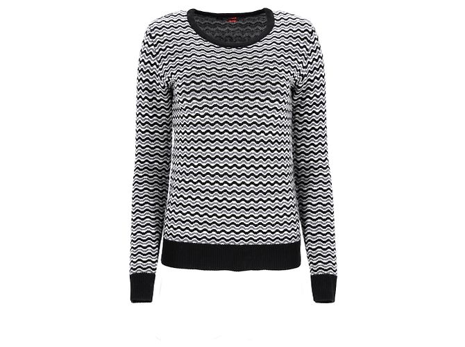 Perfect Moment Maglione Zig Zag Momento Perfetto in Lana Merino Nero e Bianco - vista 7