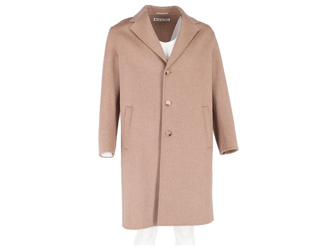 Acne Studios Long Coat in Beige Wool - view 4