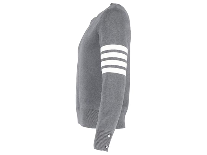 Pullover 4-Bar Thom Browne in cotone grigio - vista 2