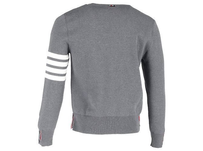 Pullover 4-Bar Thom Browne in cotone grigio - vista 3