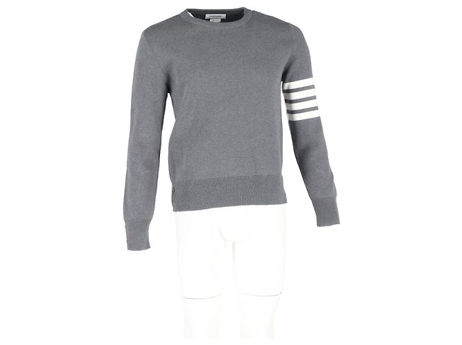 Pullover 4-Bar Thom Browne in cotone grigio - vista 4