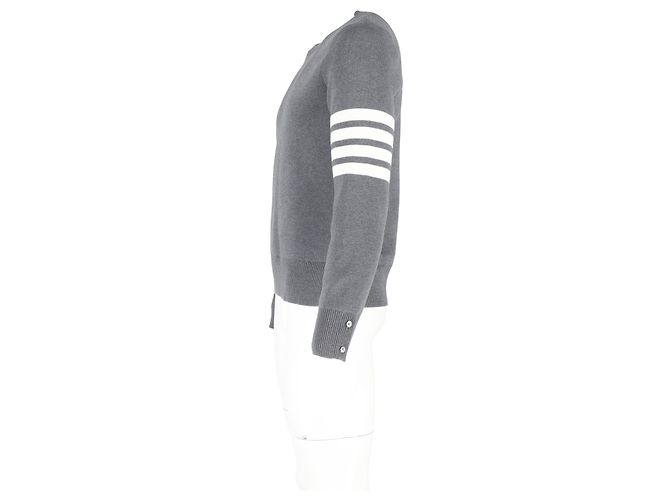 Pullover 4-Bar Thom Browne in cotone grigio - vista 5