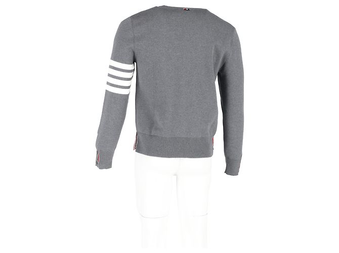 Pullover 4-Bar Thom Browne in cotone grigio - vista 6