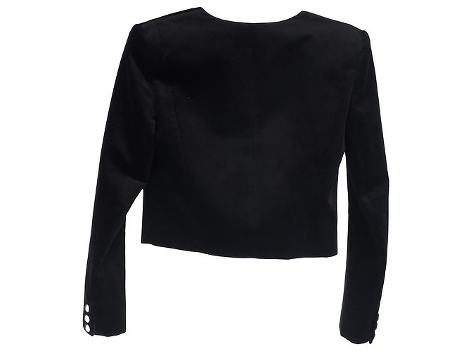 Blazer corto de terciopelo negro adornado de Balmain - vista 2