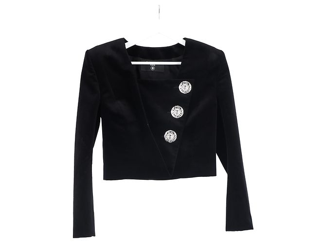 Blazer corto de terciopelo negro adornado de Balmain - vista 4