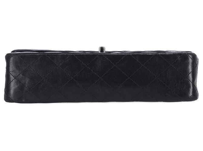 Timeless Chanel Classic Medium Double Flap Shoulder Bag in Black Lamb Leather - view 11