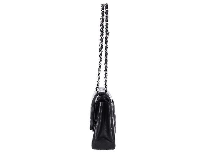 Timeless Chanel Classic Medium Double Flap Shoulder Bag in Black Lamb Leather - view 2