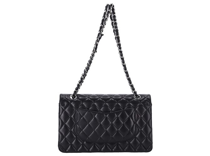 Timeless Chanel Classic Medium Double Flap Shoulder Bag in Black Lamb Leather - view 3
