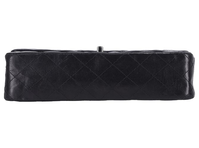 Timeless Chanel Classic Medium Double Flap Shoulder Bag in Black Lamb Leather - view 4