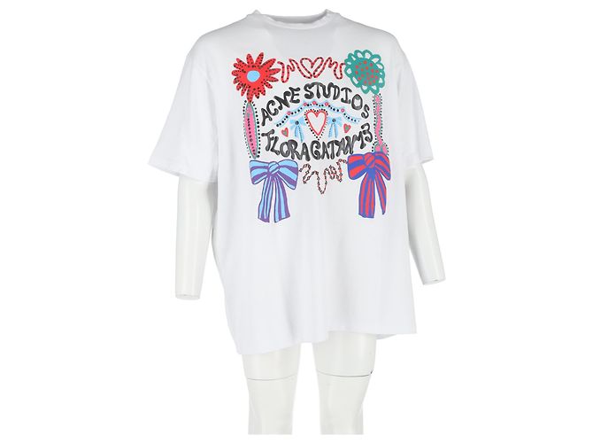 T-shirt imprimé Acne Studios en coton blanc - vue 4