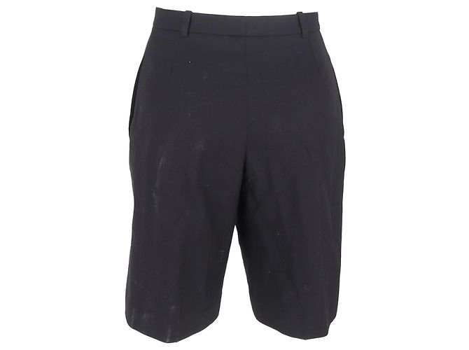 Bermuda ajustado Saint Laurent em lã preta Preto - vista 3