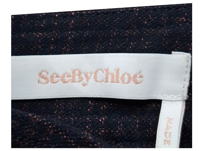 Falda mini de cuadros en algodón azul marino de See by Chloé - vista 3