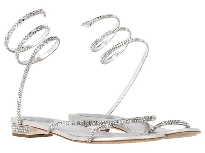 Sandali piatti a spirale Cleo in pelle argentata di Rene Caovilla Argento Metallico - vista 4