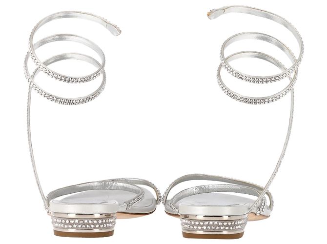 Sandali piatti a spirale Cleo in pelle argentata di Rene Caovilla Argento Metallico - vista 5