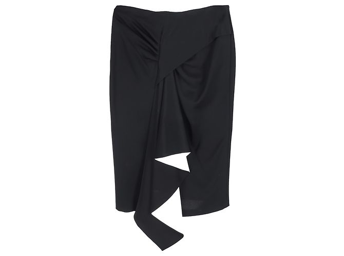 Falda asimétrica drapeada hasta la rodilla en poliéster negro Givenchy - vista 2