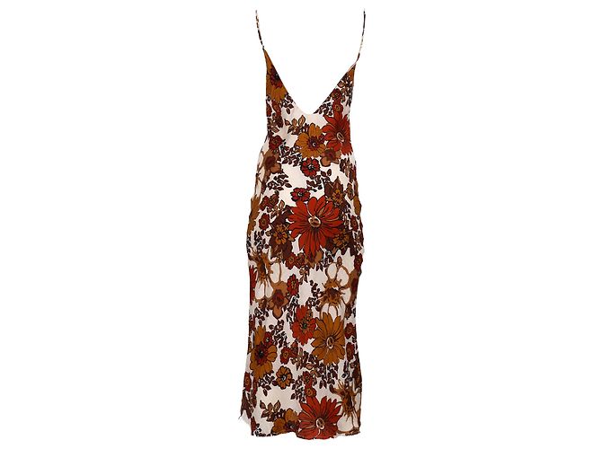 Autre Marque Abito midi con stampa floreale Corinna in seta marrone Dodo Bar Or - vista 3