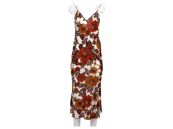 Autre Marque Abito midi con stampa floreale Corinna in seta marrone Dodo Bar Or - vista 6