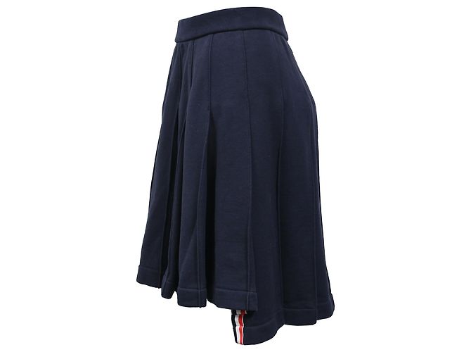Falda mini plisada clásica de bucle Thom Browne en algodón azul marino - vista 2