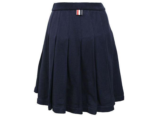 Falda mini plisada clásica de bucle Thom Browne en algodón azul marino - vista 3