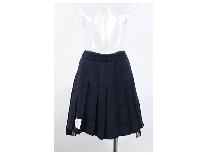 Falda mini plisada clásica de bucle Thom Browne en algodón azul marino - vista 5