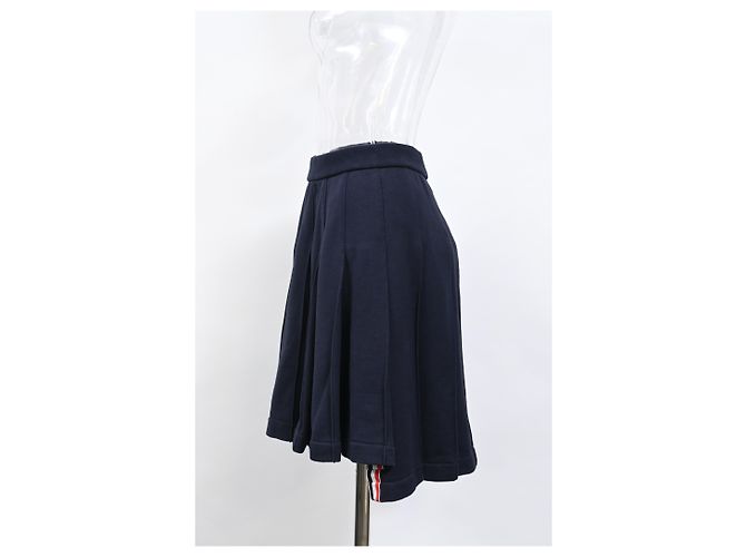 Falda mini plisada clásica de bucle Thom Browne en algodón azul marino - vista 6